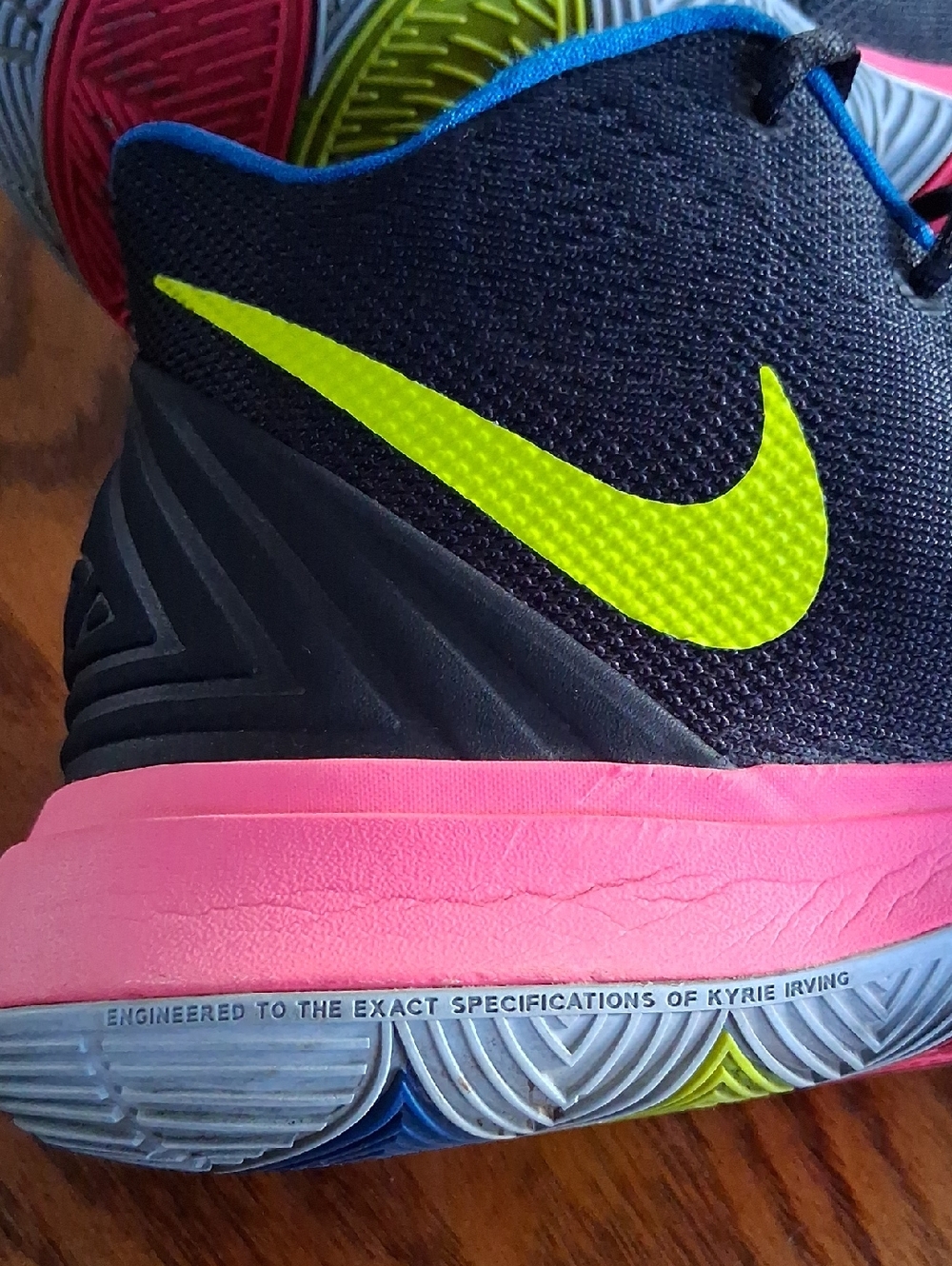Nike Kyrie 5 "Just Do It" Black Mesh Pink Blue Basketball Sneakers Men's Size 12 - Picture 9 of 14